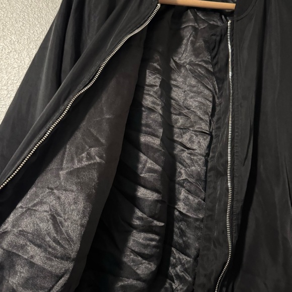 Women’s Lush Black Bomber Jacket with Silver Zippers Medium - Picture 11 of 14